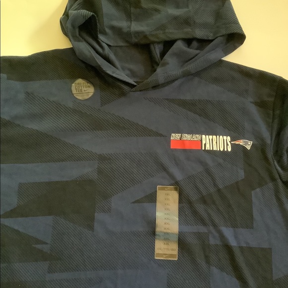 Nike NFL New England Patriots Cotton Tee Hoodie Helmet Long Sleeve XXL Mens - Picture 4 of 12